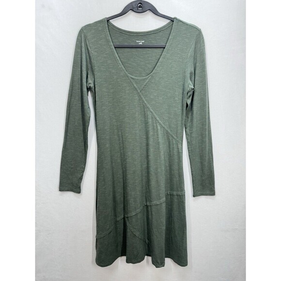 Horny Toad Oblique V Neck Dress Womens Small Green Organic Long Sleeve Outdoor - Picture 2 of 9